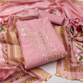 Pink Premium Cotton Handwork Unstitched suit
